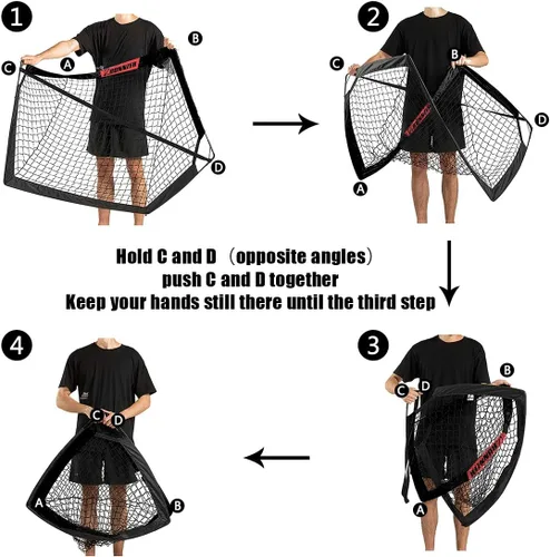 Miniatura 5 de L RUNNZER Portería de fútbol para niños, red de fútbol desplegable para patio trasero, juego de 2 con funda de transporte portátil