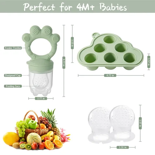 Miniatura 2 de KEERT - Comedero de frutas para bebés con molde de paleta, mordedores de dentición para bebés de 3 a 12 meses, juguetes de dentición para bebés
