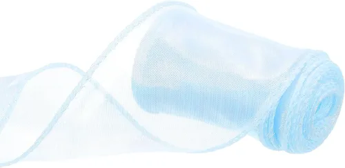 Miniatura 66 de MECCANIXITY - Cinta de organza con cable de 1 1/2" de ancho, brillante, transparente, con brillo irisado en tonos pastel, cinta de gasa para Beige