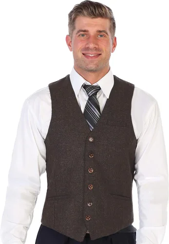 Miniatura 11 de Gioberti Chaleco de tweed formal de 6 botones para hombres