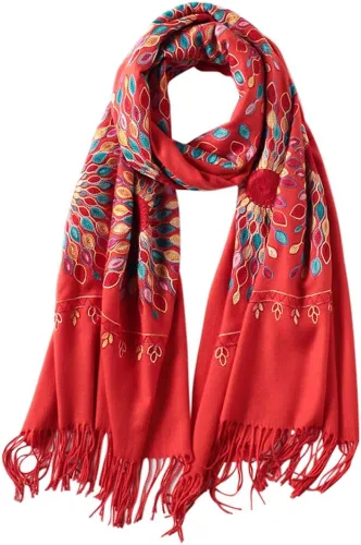 Miniatura 4 de Urban CoCo Bufanda bordada de gran tamaño con borlas para mujer