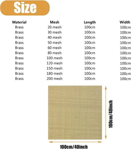 COYOUCO Hoja tejida de malla de alambre de latón – 20-200 malla de latón 39.4 x 39.4 in/39.4 x 39.4 pulgadas para filtro denso, bloqueador de malla,