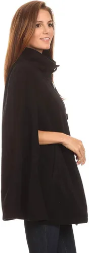 Miniatura 4 de BYOS - Poncho de forro polar suave a cuadros de gran tamaño para mujer