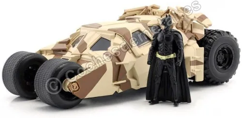 Jada Toys 1:24 2008 Dark Knight Camouflage Batmobile - Coche fundido a presión con figura de Batman de 2.75 pulgadas, juguetes para niños y adultos