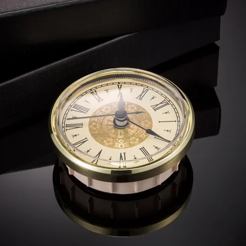 Miniatura 5 de Hicarer 2. 8 pulgadas/2.756 in Mini reloj de cuarzo inserto redondo relojes cabeza inserto número romano reemplazo movimiento blanco cara dorada