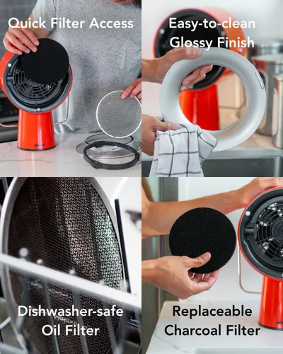 Miniatura 4 de AirHood Campana extractora con cable Extractor de cocina portátil con 2 filtros de aire de carbón activado y filtro de aceite de acero inoxidable