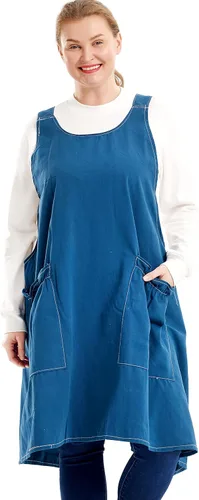Miniatura 13 de Delantales grandes de talla grande para mujer con bolsillos de algodón y lino para hornear cocina