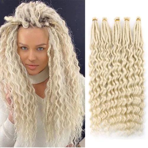 Miniatura 14 de Boho Dreads - Extensiones de rastas sintéticas de doble extremo con trenzas de caja, de 24 pulgadas, 10 hebras delgadas, suaves, color rojo y marrón