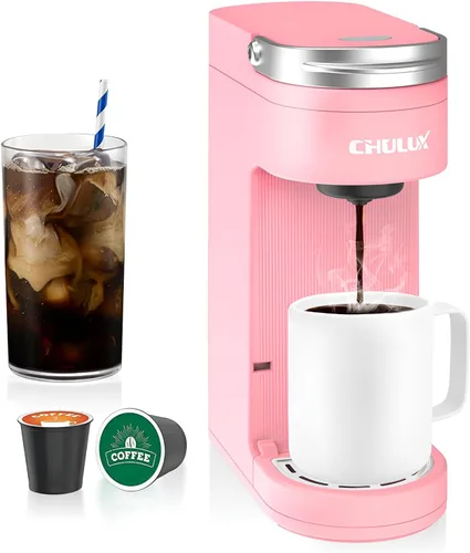 Miniatura 10 de Chulux Cafetera delgada de una sola porción para cápsulas K Pod, cafetera de una taza se ajusta a tazas de viaje de 7.3", máquina de café con Blanco