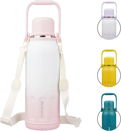 Miniatura 19 de BJPKPK - Botellas de agua termoaisladas de 27 onzas con tapa y asa de transporte, botellas de agua de acero inoxidable libres de BPA para la Verde
