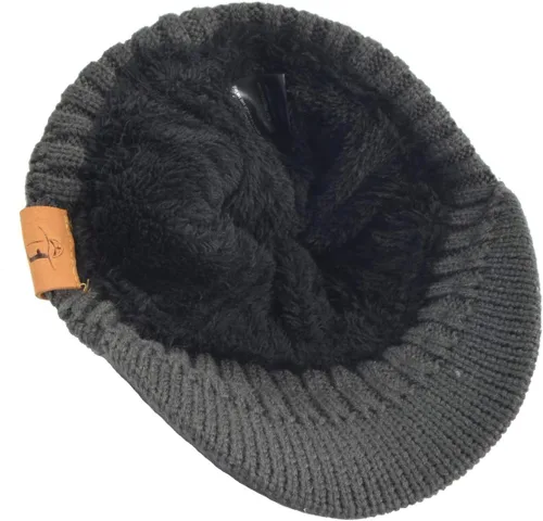 Miniatura 4 de Ruphedy Gorro para hombre con ala de invierno de punto grueso polar visera Beanie con Bill B5042