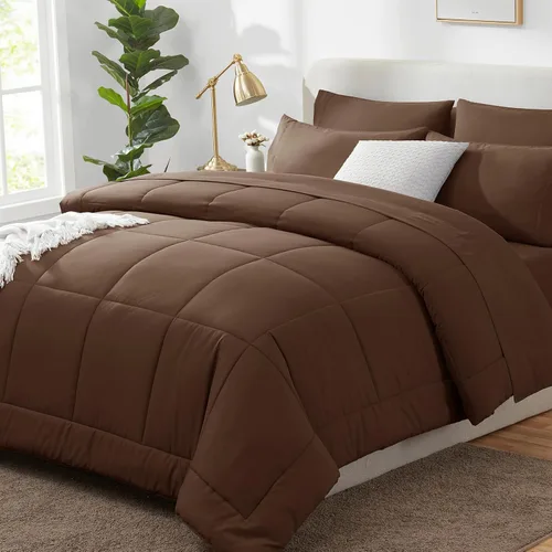 Miniatura 45 de CozyLux Juego de edredón tamaño King, color verde oliva, 7 piezas en una bolsa, edredón verde tamaño King, juegos de ropa de cama para todas