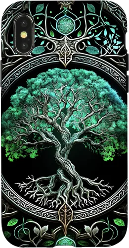 Miniatura 5 de Funda para iPhone 11 Pro Max Tree Of Life Yoga espiritual celta vikinga, verde y negro