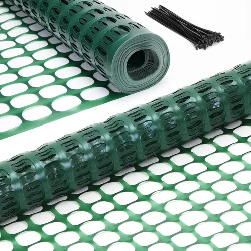 Miniatura 11 de Ohuhu Valla de nieve de plástico para jardín, 4 x 100 pies/15 libras, rollo de valla de seguridad reutilizable resistente con bridas de cremallera