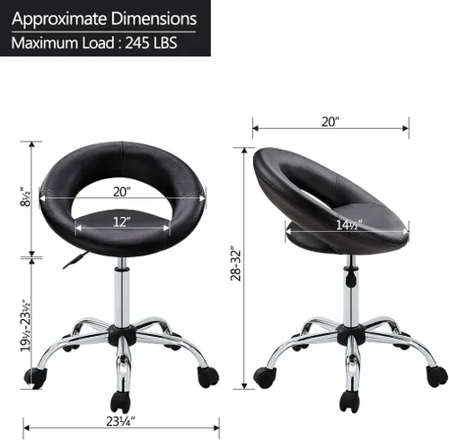 Miniatura 3 de DUHOME Taburete de trabajo WY-171XF Crescent Silla giratoria ajustable con ruedas (negro)