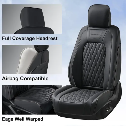 Miniatura 3 de Coverado Funda de asiento de cuero, ajuste personalizado para fundas de asiento Ford F150, fundas de asiento para camioneta Ford F150 impermeables