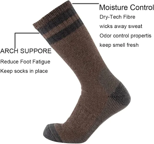 Miniatura 2 de CEREBRO Calcetines de lana merino para hombre, calcetines acolchados a media pantorrilla, que absorben la humedad, calcetines de senderismo