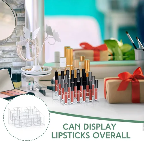Miniatura 4 de Macarrie Organizador de lápiz labial, 4 piezas, 24 ranuras, acrílico para lápiz labial, maquillaje, estuche organizador de exhibición, caja
