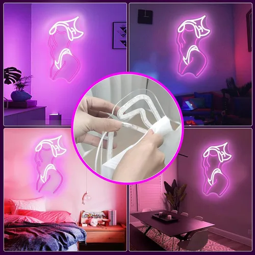Miniatura 2 de Letreros de neón de mujer para decoración de pared, letreros de neón en rosa y blanco con luz LED para decoración de habitación estilo preppy, A-Dama