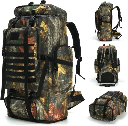 Miniatura 15 de 70L/100L senderismo camping mochila MOLLE mochila impermeable Daypack para viajar, Caqui, Mochila de senderismo 100l