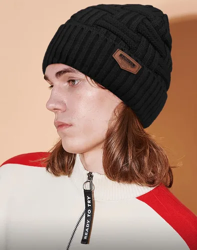 Miniatura 38 de Loritta Gorro de invierno cálido de punto grueso y holgado para hombre