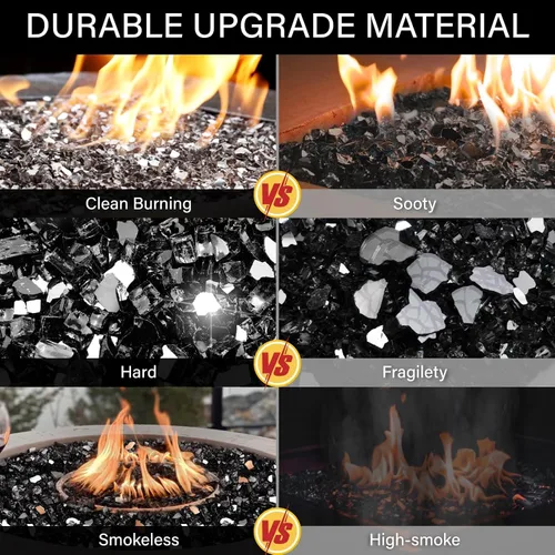 Miniatura 207 de NUPICK Vidrio de Fuego de 5 Libras, Vidrio Brillante para Fogata de 1/2 Pulgada, Roca de Vidrio Templado para Fogata para Propano o Gas Natural