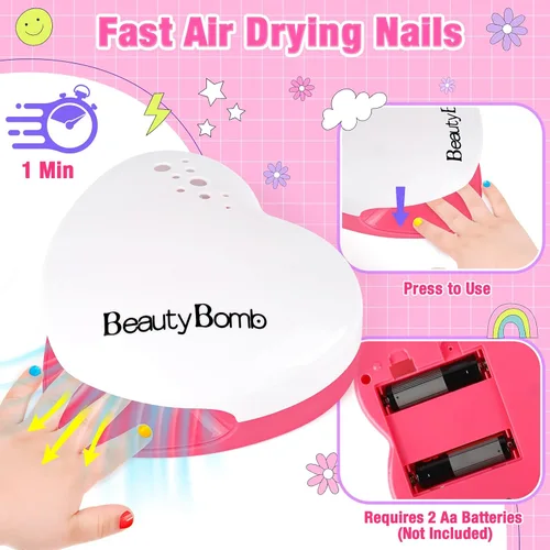 Miniatura 3 de Meaicezli Juego de esmaltes de uñas para niñas, kit de arte de uñas con secador de uñas, esmalte de uñas no tóxico para niños con purpurina y uñas