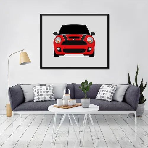 Miniatura 8 de Custom Car Posters Póster hecho a mano compatible con Mini Cooper R56 JCW (2009-2014) de 2ª generación, decoración de pared de John Cooper Works