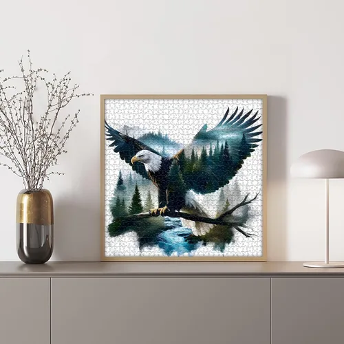 Miniatura 6 de Rompecabezas de águila calva para adultos, 1000 piezas, paisaje de fantasía, animal, pájaro, naturaleza, bosque, planta, escénico, imposible