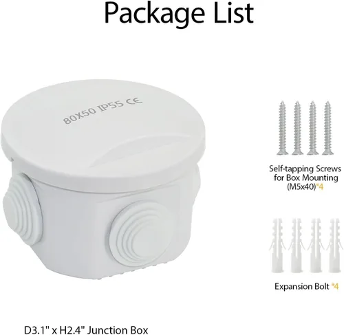 Miniatura 9 de LeMotech - Caja de derivación universal de plástico ABS resistente al polvo, resistente al agua, IP65, color blanco