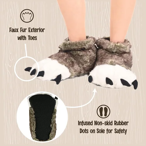 Miniatura 5 de Lazy One - Pantuflas con diseño de garra de animal para niños y adultos disfraz divertido para niños cálidas pantuflas peludas