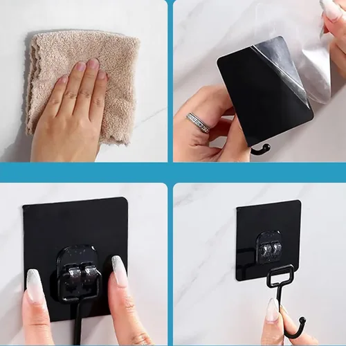 Miniatura 2 de Ganchos adhesivos fuertes, ganchos de pared transparentes sin taladrar para cocina, baño y uso doméstico, ganchos adhesivos resistentes sin daños