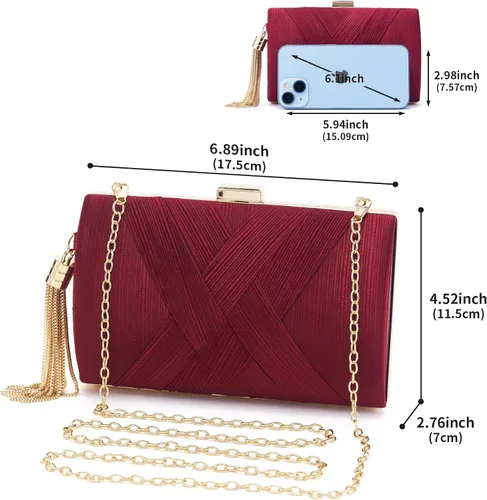 Miniatura 3 de Bolso de mano para mujer, bolso de noche con flecos, bolso de mano para mujer, bolso de mano de boda, bolso de mano con cadena, bolso cruzado