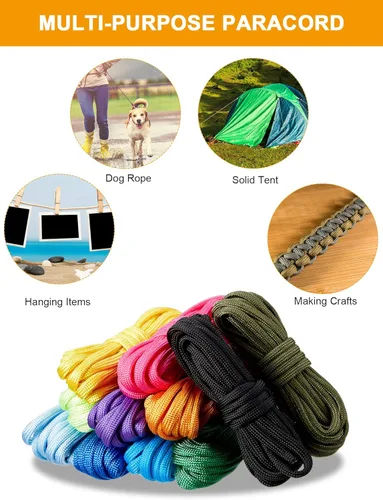 Miniatura 7 de 24 piezas de cuerda de paracaídas de 10 pies 550 multifunción, cuerda de paracaídas, kit de cuerda para hacer manualidades, para cordones, llavero