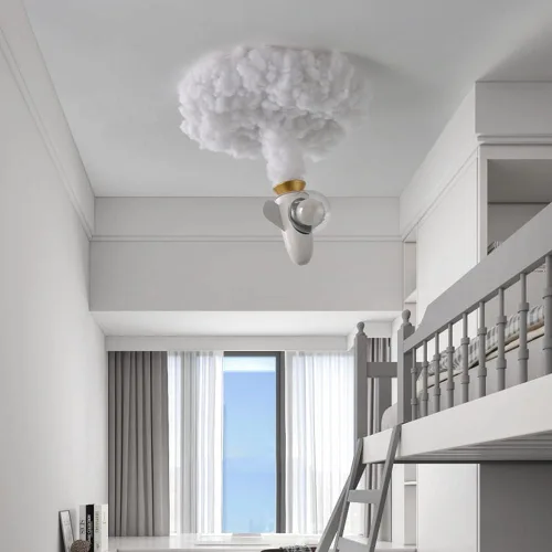 Miniatura 5 de Candelabros LED, luz LED de montaje empotrado de dibujos animados, lámpara de techo creativa en forma de cohete blanco, luz de techo con pantalla