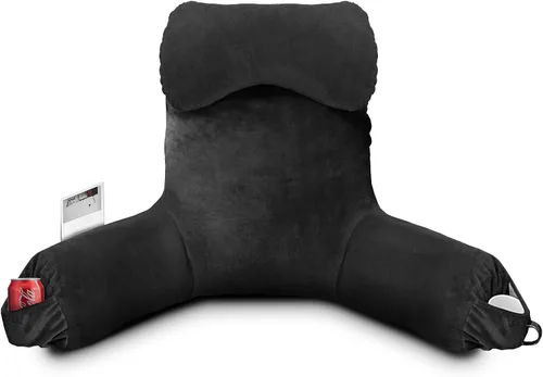 Miniatura 12 de OAISZ - Almohada de lectura para sentarse en la cama para adultos, almohada de lectura con espuma viscoelástica triturada, almohada de cama