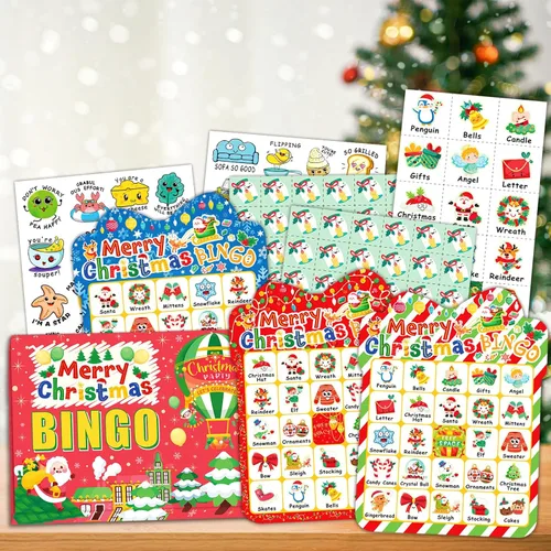 Miniatura 7 de 39 tarjetas de bingo de Navidad, 24 jugadores, lindo juego de bingo de Navidad para niños y adultos, suministros de fiesta, juegos familiares