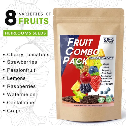 Miniatura 3 de Paquete variado de más de 1300 semillas de frutas, cultiva 8 jugosas frutas de verano, tomates, melones, bayas y más, kit de inicio de reliquia