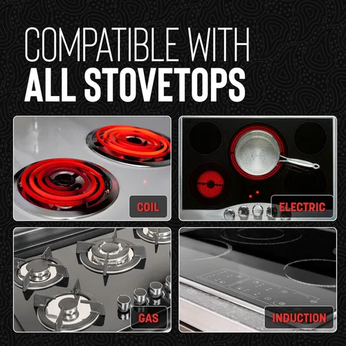 Miniatura 5 de Hell's Kitchen Sartén Híbrida de 11", Acero Inoxidable Tri-Clad y Cerámica Antiadherente Libre de PFAS, sin PFOA, sin PTFE, sin Teflón, Utensilios