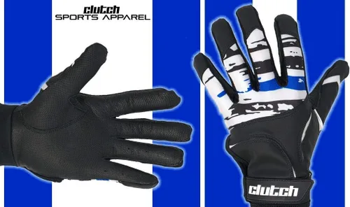 Miniatura 7 de Guantes Clutch Sports Apparel para batear en béisbol y sóftbol con bandera americana, buen agarre y ajuste de dedo, malla de alto rendimiento