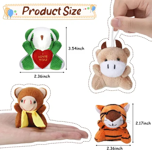 Miniatura 3 de Zhanmai 100 Piezas Mini Animales de Peluche Rellenos a Granel Juguetes de Animales Pequeños Llavero Recuerdos de Fiesta Relleno para Huevos