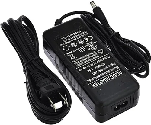 Adaptador de corriente AC/DC de 24 V, 2.5 A, 60 W, enchufe de CC de 0.217 x 0.098 in con clips de resorte, negro, listado UL, 3206-24V