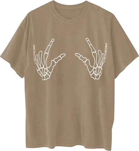 Miniatura 3 de Avanova Camiseta de gran tamaño con estampado gráfico de calavera para mujer, de manga corta, casual, holgada, para verano