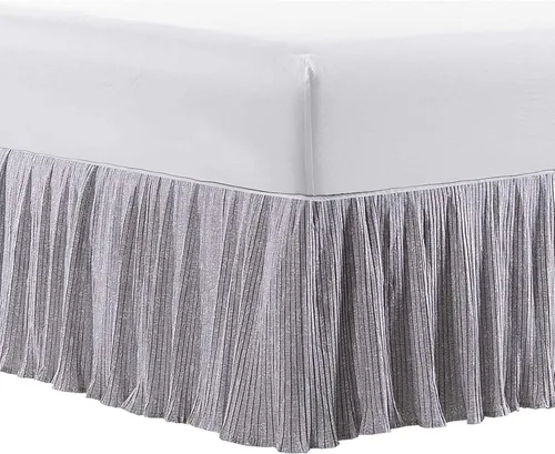 Miniatura 10 de Home Soft Things Falda de cama plisada de microfibra, diseño elegante envolvente de microfibra sólida con caída de 18 pulgadas, ropa de cama