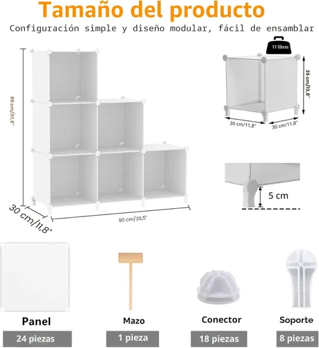 Miniatura 3 de AWTATOS Organizador de Almacenamiento en Cubos, Estantes de Cubos de Almacenamiento Estantería, 6 Cubos Organizadores de Closet y Almacenamiento