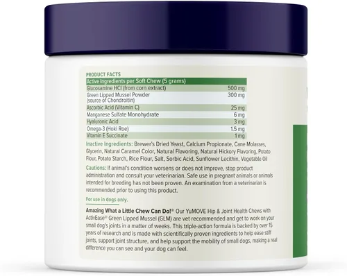 Miniatura 8 de YuMOVE Suplemento para Cadera y Articulaciones para Perros - Con Glucosamina Condroitina, Mejillón de Labios Verdes, Ácido Hialurónico y Suplemento