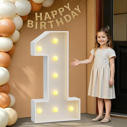 Miniatura 51 de IMPRSV Letras de mosaico iluminadas de marquesina, 4 pies para globos y fiestas, decoración de kit de arco