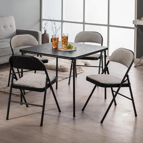 Miniatura 2 de MECO Paquete de 4 sillas plegables acolchadas portátiles, silla plegable de tela metálica ligera y acolchada, comodidad repentina, color negro