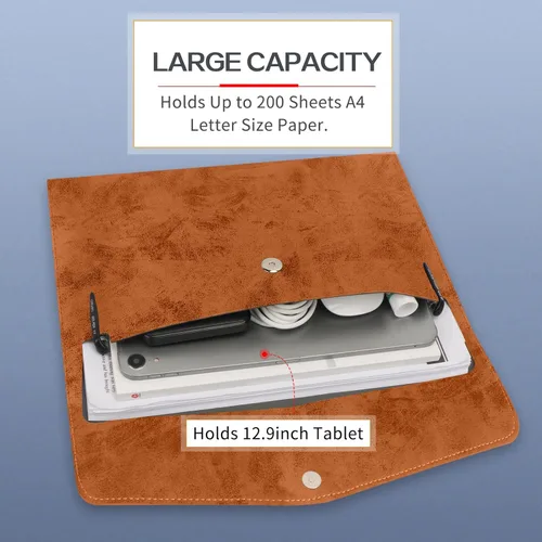 Miniatura 3 de Toplive Carpeta de Archivos para Documentos, Impermeable Delgada de Cuero PU A4 Carpeta Tipo Sobre Organizador de Archivos y Documentos Estuche