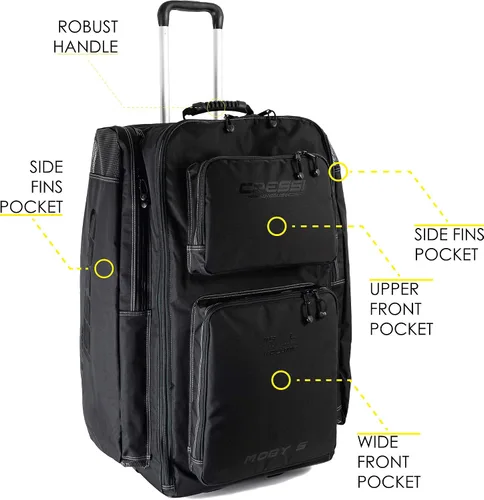 Miniatura 2 de Cressi Strong Capacity Roller Luggage Bag with Backpack Straps - Moby 5 designed in Italy